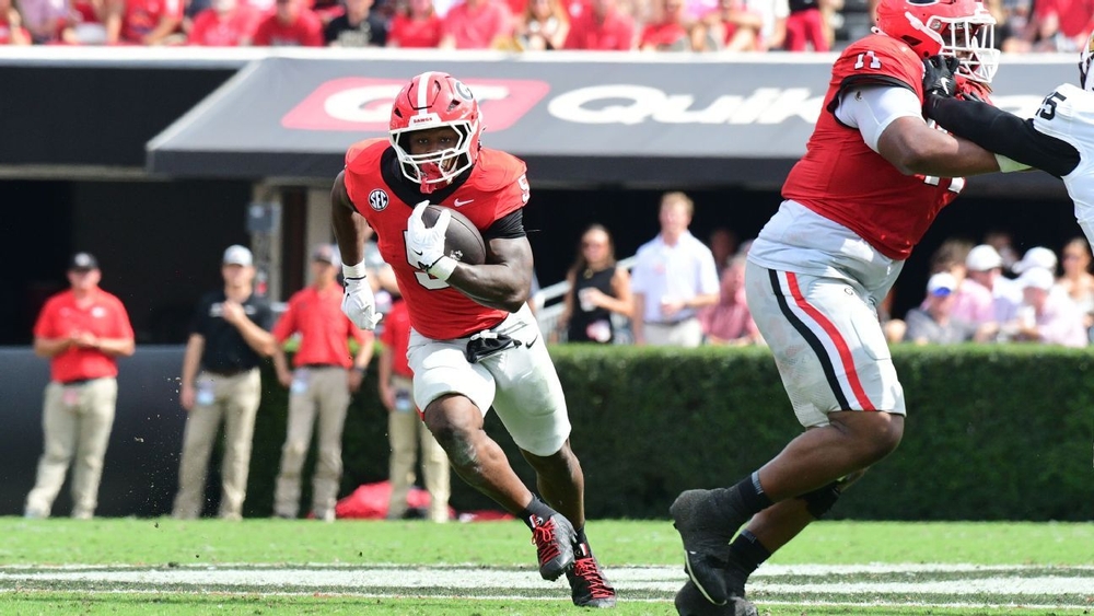 img of No. 2 Georgia to be without key RB Bowens against No....