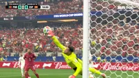 Portugal’s Diogo Costa makes two saves against Spain to keep score level...