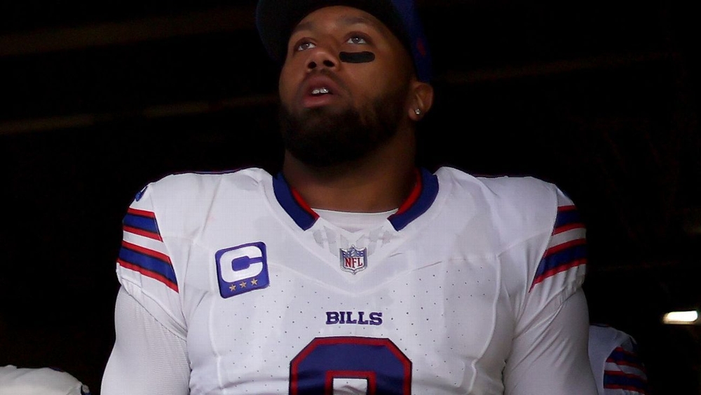 img of Rams OL Jackson punches Bills LB Chubb at midfield...