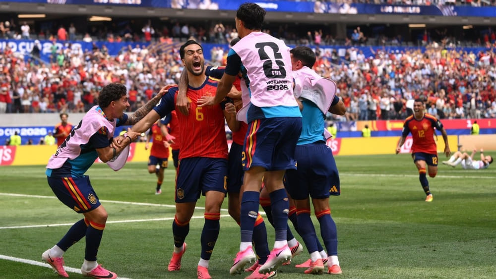img of Spain strike late to book WC semifinal with France...